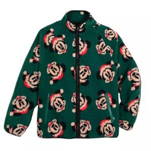 New 2024 Santa Mickey Mouse Holiday Zip Fleece Jacket for Adults size Large NWT